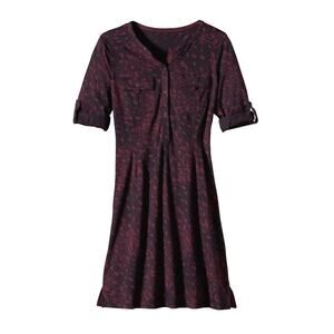 Patagonia W's Kamala Henley Dress Tracks And Treks: Oxblood Red Womens Medium‎